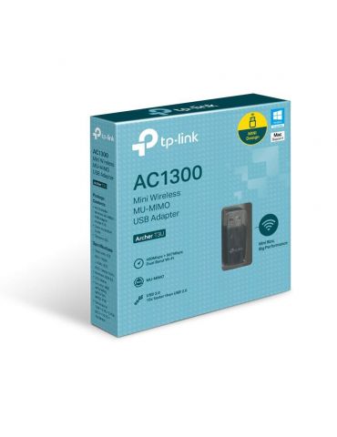 Tp-link ac1300 mini adaptor usb wireless mu-mimo archer t3u usb