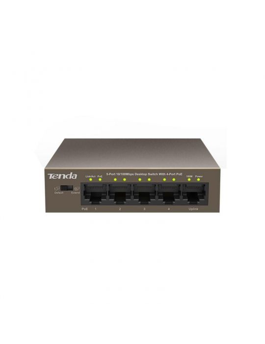 Switch tenda tef1105p-4-63w 5-port 10/100mbps desktop poe switch with 4port Tenda - 1
