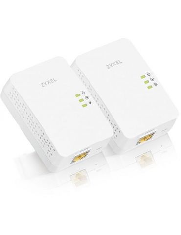 Zyxel pla5405v2 1300mbps powerline past-thru gigabit adapter twin pack (2pcs)