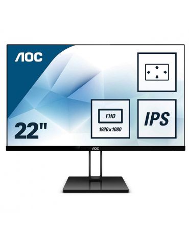 Monitor 21.5" AOC 22V2Q, FHD 1920*1080, 75 Hz, WLED, IPS, 16:9, 5 ms, 250 cd/mp, 1000:1/ 20M:1