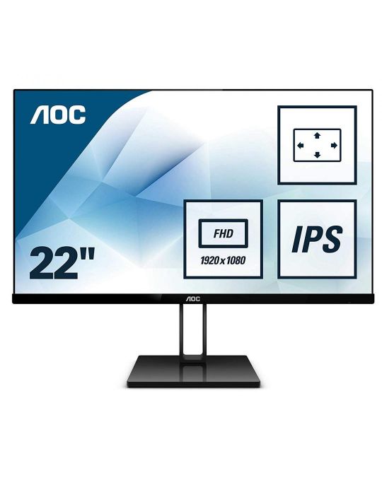 Monitor 21.5" AOC 22V2Q, FHD 1920*1080, 75 Hz, WLED, IPS, 16:9, 5 ms, 250 cd/mp, 1000:1/ 20M:1 Aoc - 1