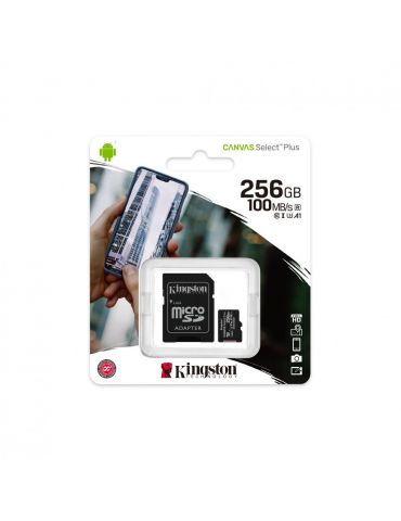 Microsd kingston 256gb select plus clasa 10 uhs-i performance r: