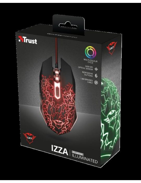 Mouse cu fir trust gxt 105 izza illuminated gaming mouse Trust - 1