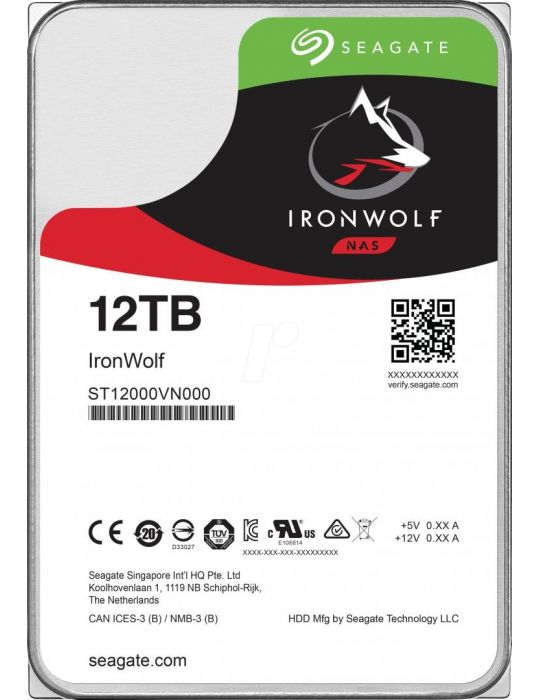Hdd intern seagate ironwolf 12tb 3.5 sata3 6 gb/s 7200rpm Seagate - 1