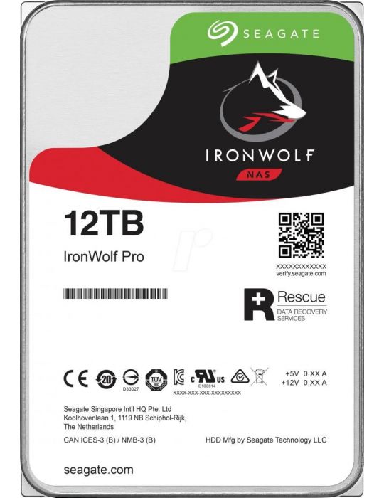 Hdd intern seagate 3.5 12tb ironwolf pro sata 6gb/s 7200rpm Seagate - 1