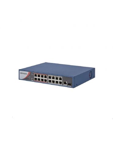 Switch poe 16 porturi  hikvision ds-3e0318p-e/m(b) l2 l2 unmanaged 16