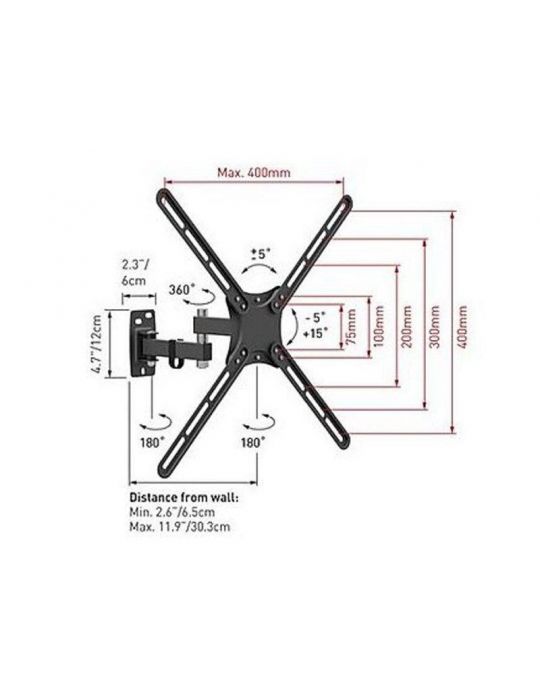 Suport perete barkan full motion tv wall mount 13-58  5 Barkan - 1