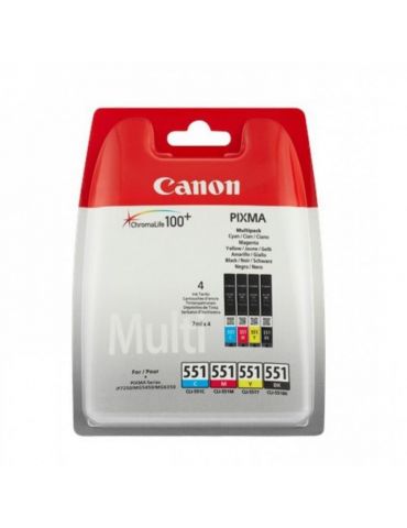 Cartus cerneala canon cli-551multi multipack (cyanmagentayellow black) pentru canon pixma