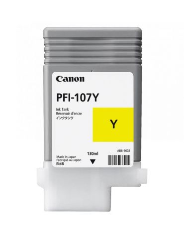 Cartus cerneala canon pfi-107y yellow capacitate 130ml pentru canon ipf680/685