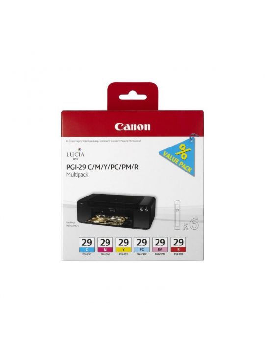 Cartus cerneala canon pgi-29 c/m/y/pc/pm/r multipack pentru canon pixma pro-1 Canon - 1