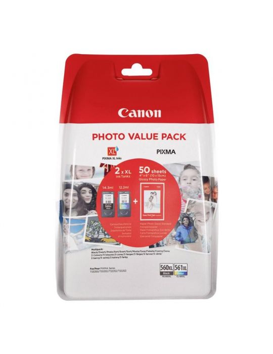 Cartuse cerneala canon pg560xlpvp value pack 4x6 photo paper (gp-501 Canon - 1