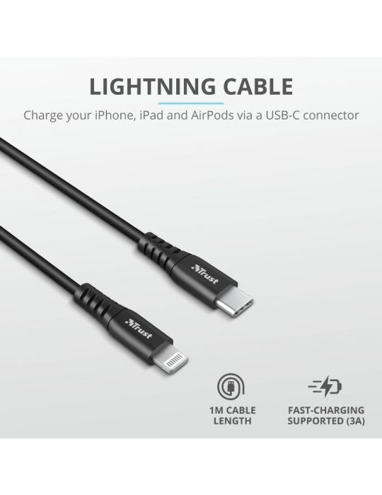 Cablu incarcare trust ndura usb-c to lightning cable 1m  specifications Trust - 1