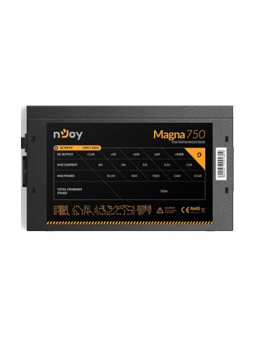 Sursa atx njoy 750w magna 80+ bronze  putere (w) 750