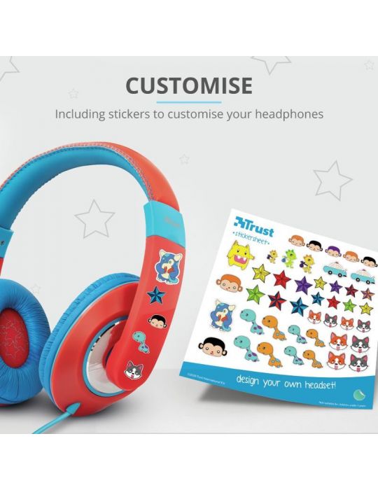 Casti cu microfon trust sonin kids headphones - red  specifications Trust - 1