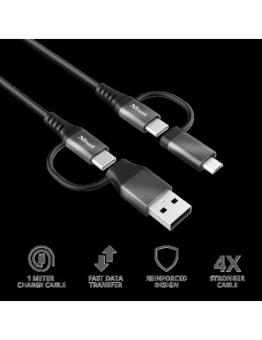 Cablu incarcare trust keyla extra-strong 4-in-1 usb cable 1m  specifications