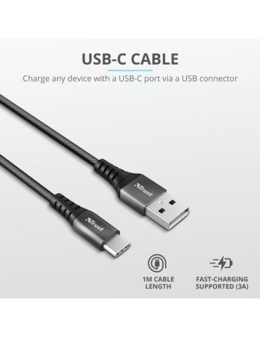 Cablu incarcare trust keyla extra-strong usb to usb-c cable 1m