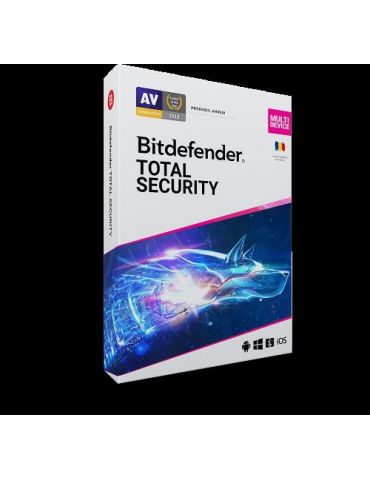 Licenta retail bitdefender total security 2021 - protectie anti-malware completa