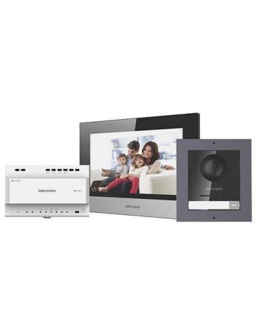Kit videointerfon ip hikvision ds-kis702 conexiune pe 2 fire pentru