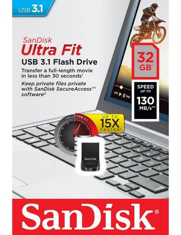 Usb flash drive sandisk ultra fit 32gb 3.1 reading speed: