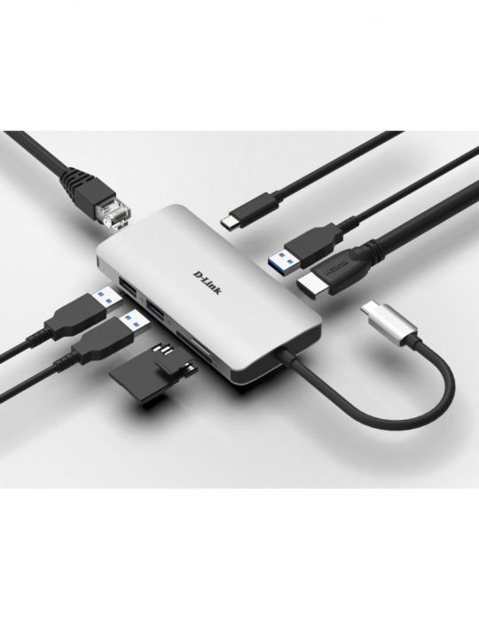 D-link 8-in-1 usb-c hub with hdmi/ethernet/card reader/power delivery dub-m810 x3 D-link - 1