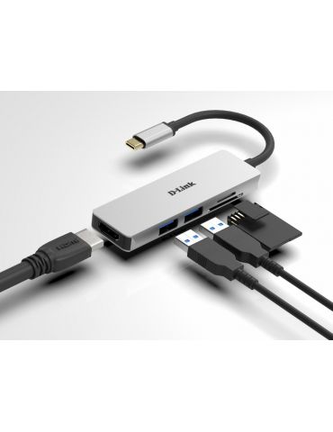 D-link 5-in-1 usb-c hub with hdmi and sd/microsd card reader
