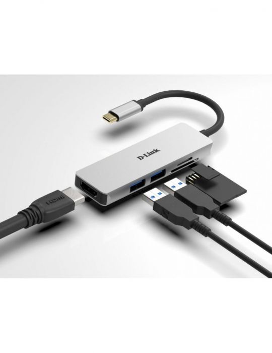 D-link 5-in-1 usb-c hub with hdmi and sd/microsd card reader D-link - 1