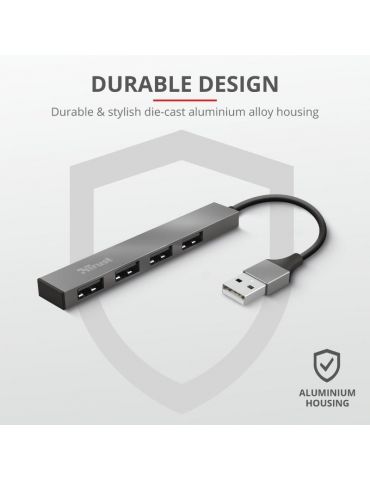 Adaptor trust halyx aluminium 4-port mini usb hub  specifications general
