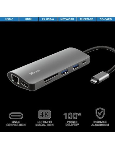 Adaptor trust dalyx 7-in-1 usb-c multiport adapter  specifications general storable