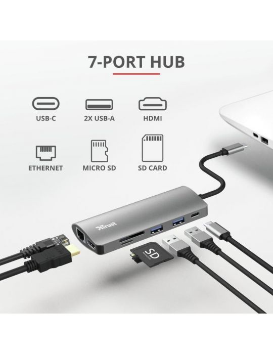 Adaptor trust dalyx 7-in-1 usb-c multiport adapter  specifications general storable Trust - 1