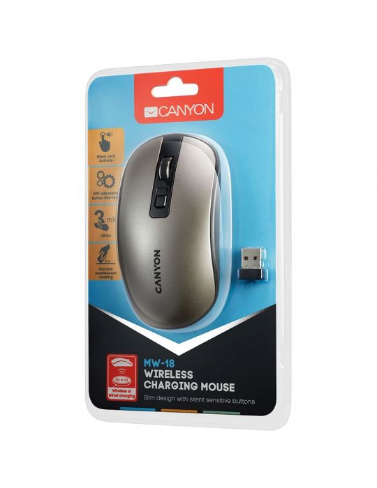 2.4ghz wireless rechargeable mouse with pixart sensor 4keys silent switch Canyon - 1