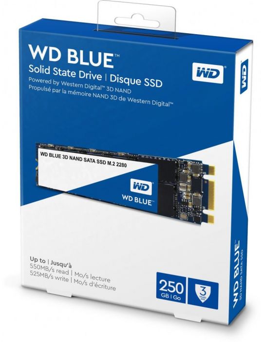 Ssd wd 250gb blue m.2 2280 3d nand rata transfer Wd - 1