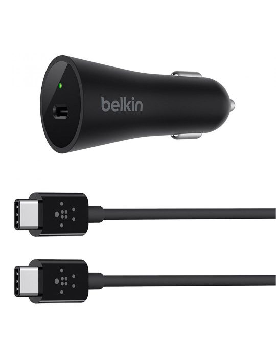 Belkin car charger + cable f7u026bt04-blk usb type-c port charges Belkin - 1
